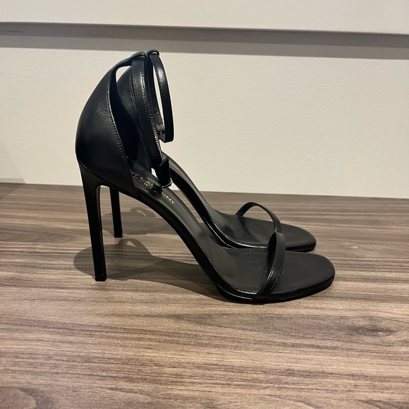 Saint Laurent - Jane 105mm Black Ankle Strap Sandals - Picture 4 of 6